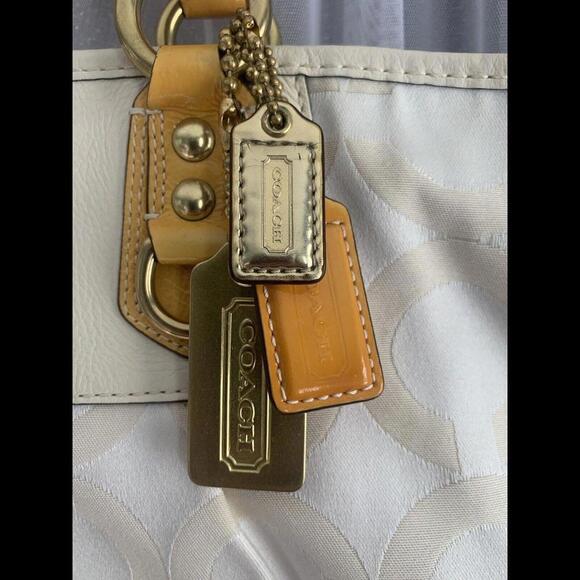 Coach 12963 Madison Julianne Op Art XL Large Tote Satchel Patent Leather Yellow - Picture 3 of 12